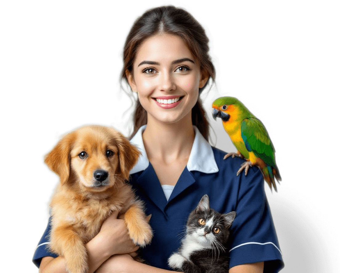 1 panel Lady with pets hero image 2